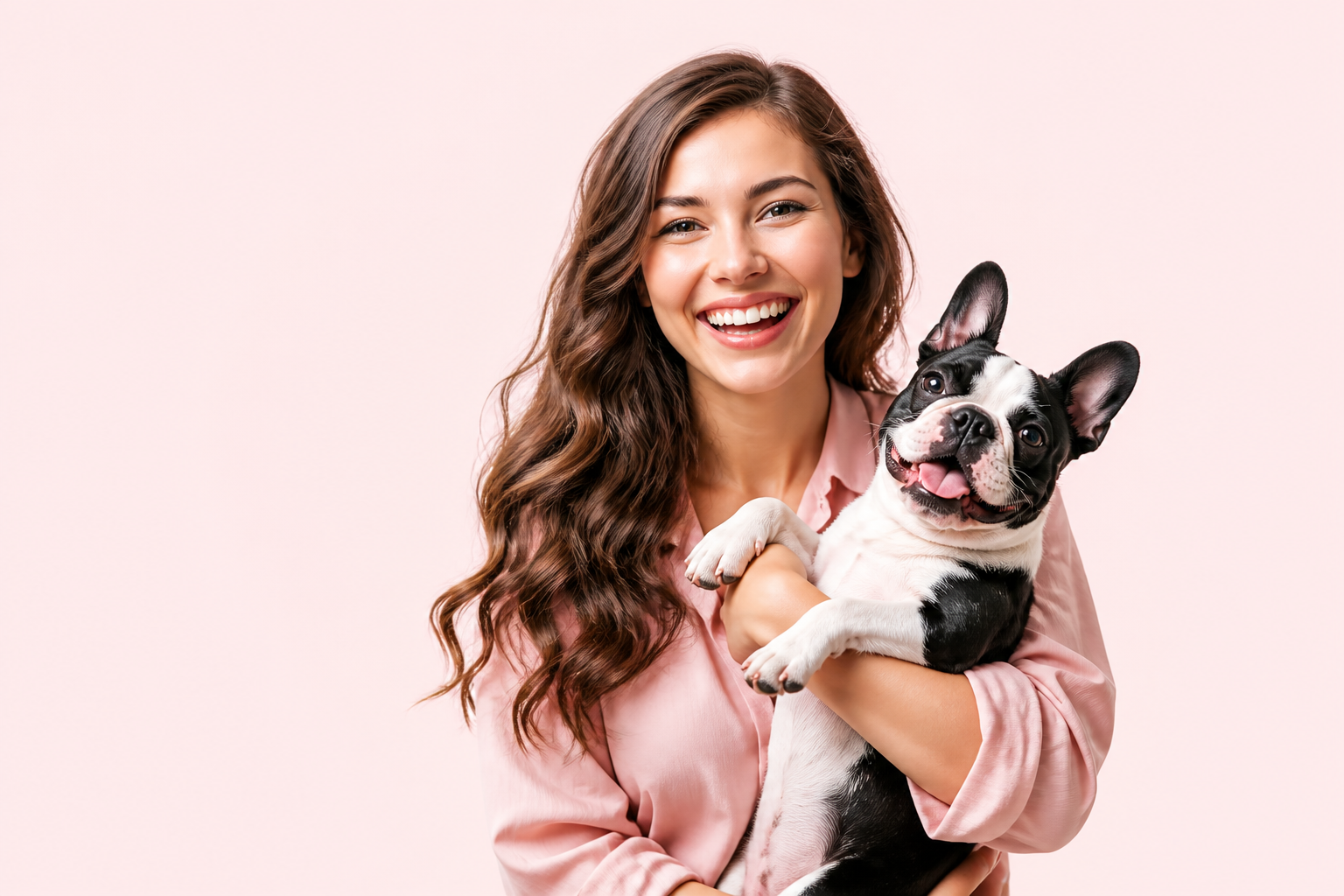 Gemma sorride tenendo in braccio un cane